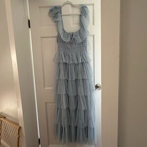 Elegant Light Blue Tiered Dress